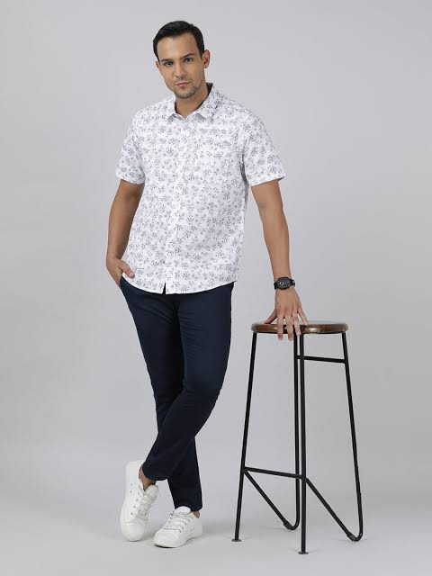 White Print Half Shirt