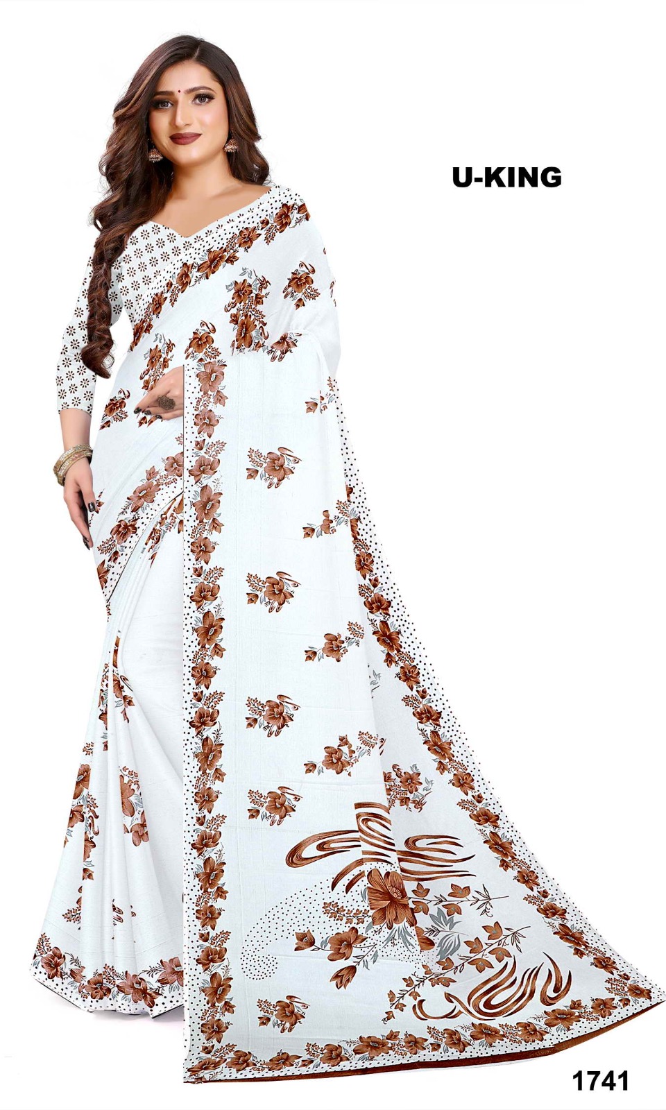White Ramola Saree