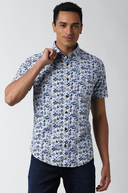 Indigo Colour Designe Half Shirt